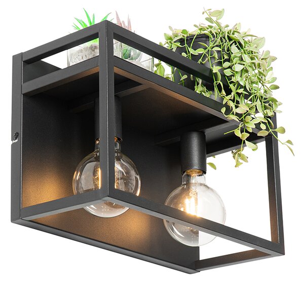 Lampada da parete intelligente nera con mensola incl. 2 WiFi G95 - Cage Rack