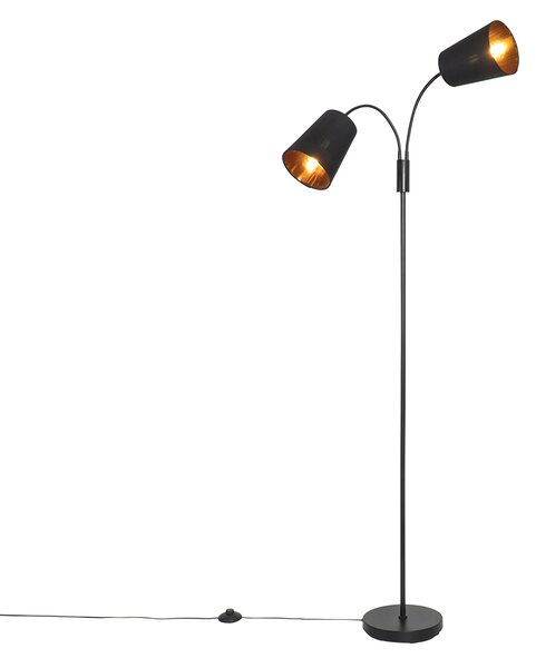 Lampada da terra intelligente nera con 2 WiFi P45 - Carmen