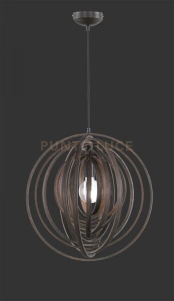 Boolan sospensione sfera cerchi di legno marrone d. 50cm 1 luce att