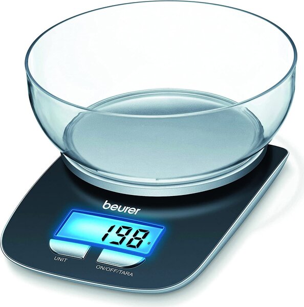 Beurer Bilancia da Cucina Digitale Elettronica con ciotola Capacit 1.2 Litri Portata Massima 3 Kg - KS25