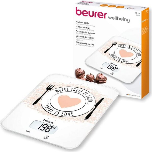 Beurer Bilancia Cucina Digitale Precisione 1 g Pesata Massima 5 Kg - KS19 Love - 704.17