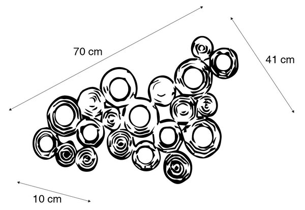 Applique da parete Art Déco in rame 77 cm - Circles
