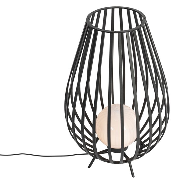 Lampada da terra di design nera con opale 70 cm - Angela