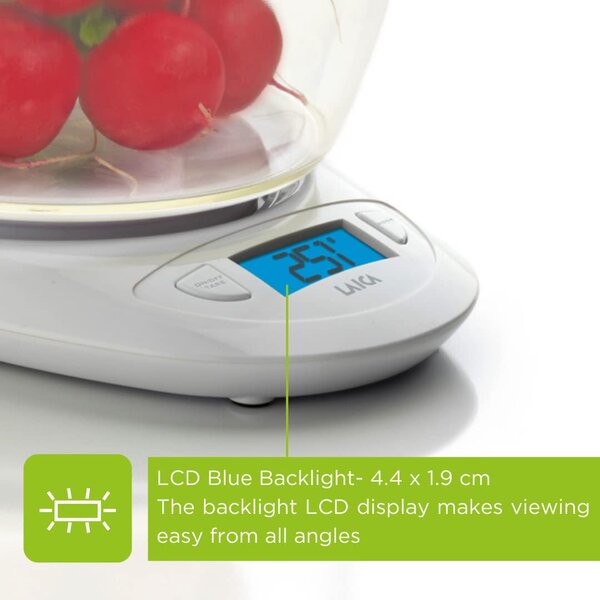 LAICA Bilancia da Cucina Digitale Elettronica Massimo Peso Rilevabile 5 Kg colore Bianco KS1019