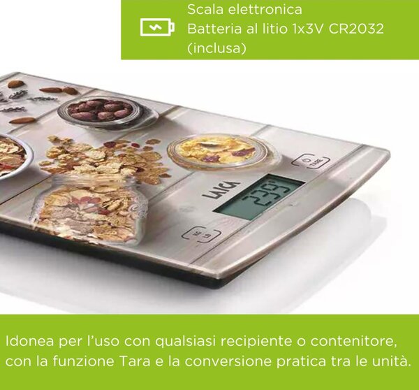 LAICA Bilancia da Cucina Digitale Elettronica Massimo Peso Rilevabile 5 Kg multicolore - KS1034