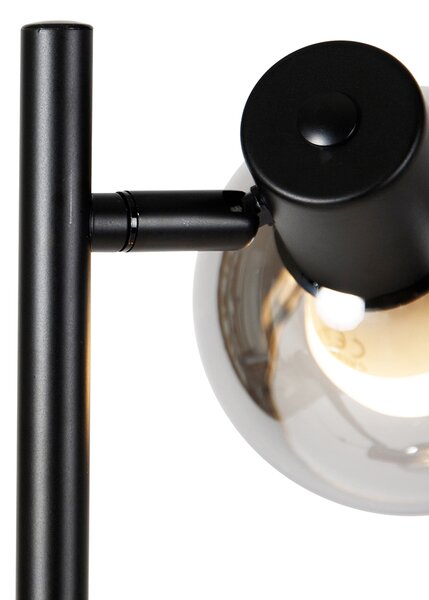 Lampada da terra intelligente nera con vetro fumé incl. 3 Wifi P45 - VIDRO