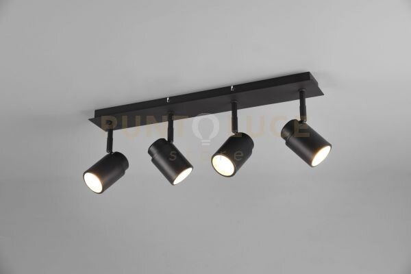 Angelo h2o barra 4 spots orientabili nero ip44 l.52cm 4 luci attac