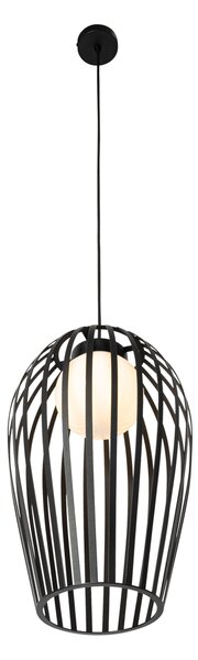 Lampada a sospensione di design nera con opale - Angela