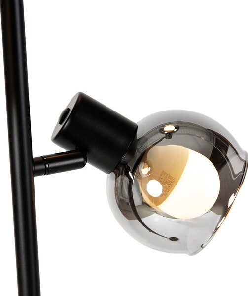 Lampada da terra intelligente nera con vetro fumé incl. 3 Wifi P45 - VIDRO