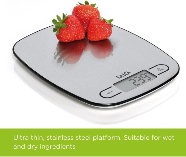 LAICA Bilancia da cucina digitale elettronica con Display LCD Portata Massima 5 Kg colore Acciaio - KS1033