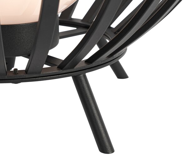 Lampada da terra di design nera con opale 70 cm - Angela