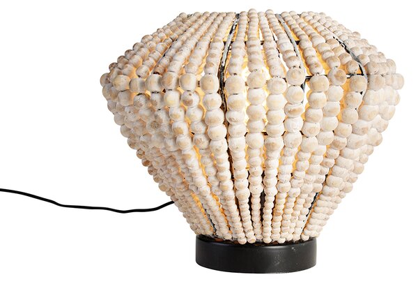 Lampada da tavolo orientale beige con perline - Moti