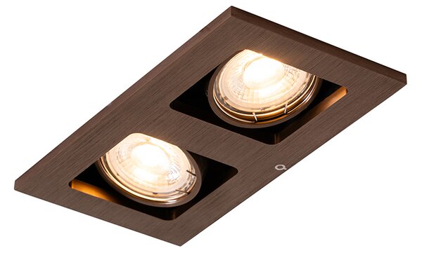 Faretto da incasso bronzo scuro rettangolare 2 luci orientabile e girevole - Qure
