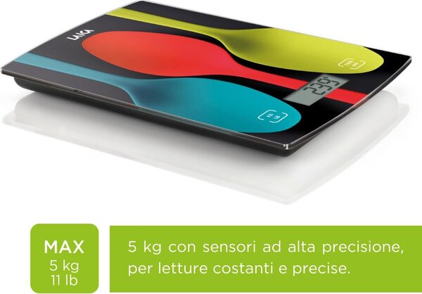 LAICA Bilancia da Cucina Digitale Elettronica Massimo Peso Rilevabile 5 Kg multicolore - KS1035