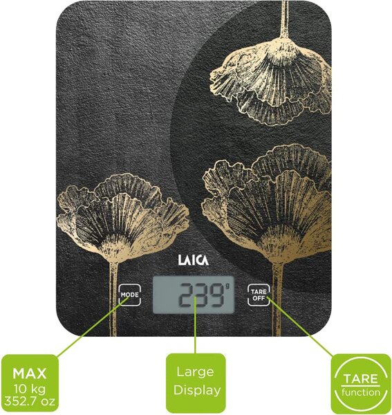 LAICA Bilancia da Cucina Digitale Elettronica Peso Massimo 10 Kg Display LCD colore Multicolore - KS5011M