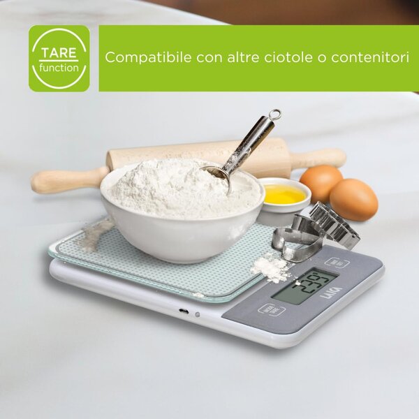 LAICA Bilancia da Cucina Digitale Elettronica Peso Massimo 5 Kg Display LCD colore Bianco - KS1320