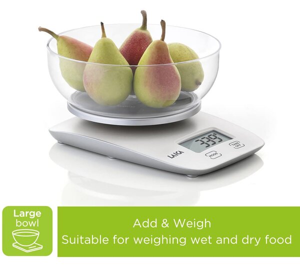 LAICA Bilancia da Cucina Digitale Elettronica Peso Massimo 5 Kg Display LCD colore Bianco - KS1060
