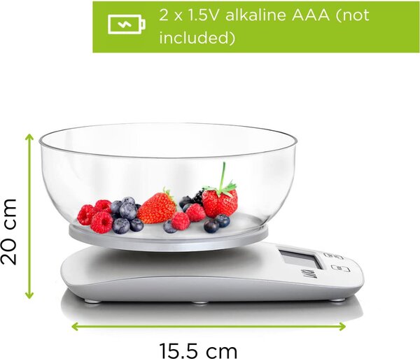 LAICA Bilancia da Cucina Digitale Elettronica Peso Massimo 5 Kg Display LCD colore Bianco - KS1060