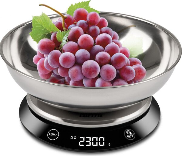 Girmi Bilancia da Cucina Digitale Elettronica Peso Massimo 5 Kg colore Nero e Acciaio Inox - PS8400