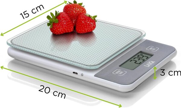 LAICA Bilancia da Cucina Digitale Elettronica Peso Massimo 5 Kg Display LCD colore Bianco - KS1320
