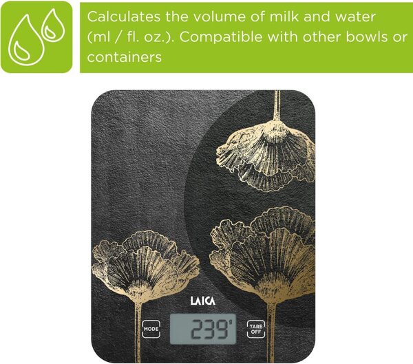 LAICA Bilancia da Cucina Digitale Elettronica Peso Massimo 10 Kg Display LCD colore Multicolore - KS5011M