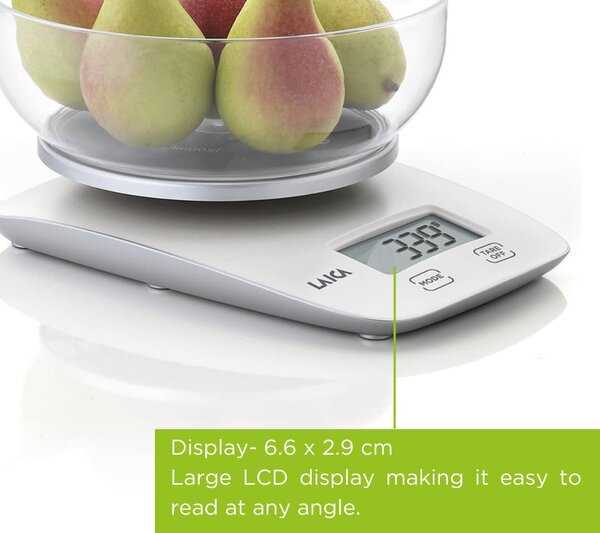 LAICA Bilancia da Cucina Digitale Elettronica Peso Massimo 5 Kg Display LCD colore Bianco - KS1060