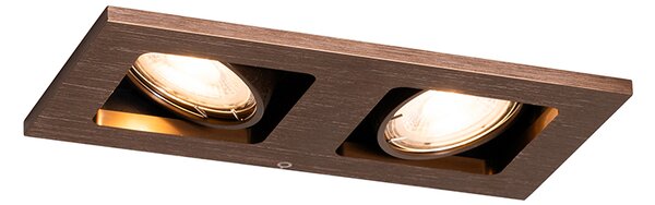 Faretto da incasso bronzo scuro rettangolare 2 luci orientabile e girevole - Qure