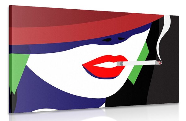 Stampa su tela – Donna con cappello in stile pop art