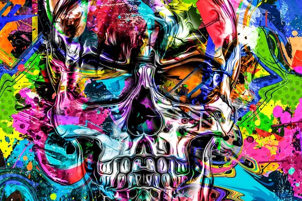 Stampa su tela – Teschio artistico colorato