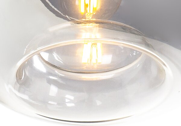 Lampada a sospensione intelligente nera con vetro fumé incl. 3 Wifi P45 - Busa