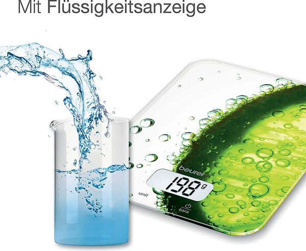 Beurer Bilancia da Cucina Digitale Elettronica Portata Massima 5 Kg in Vetro - Fresh - KS19