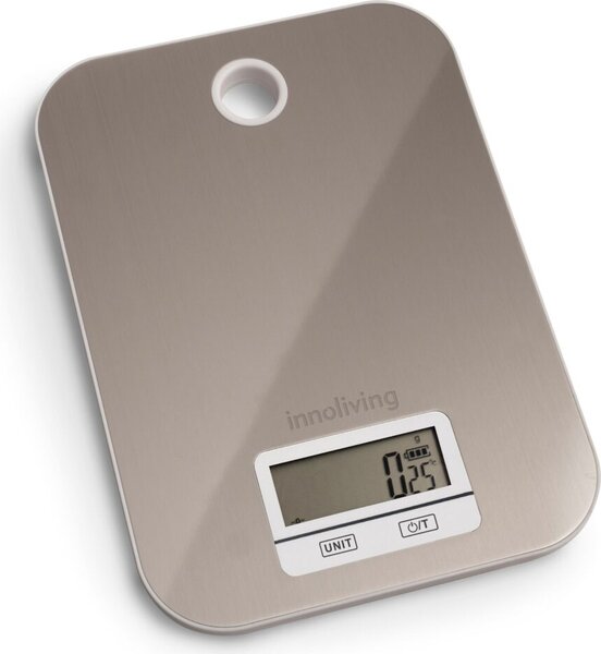 INNOLIVING Bilancia da Cucina Digitale Elettronica Portata Massima 5 Kg Display LCD colore Acciaio Inox - INN-134