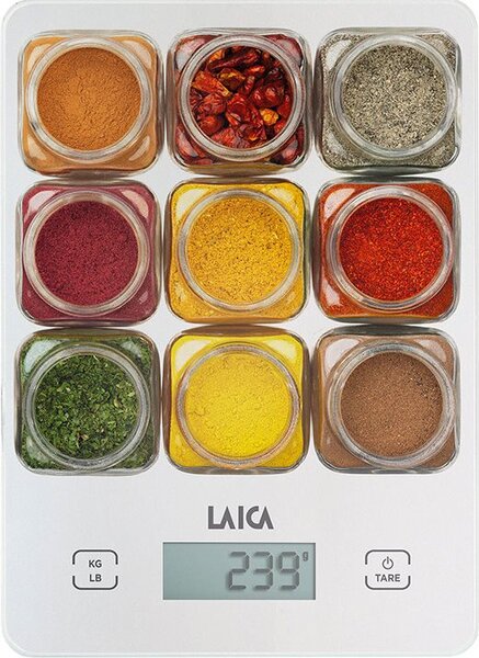 LAICA Bilancia da cucina digitale elettronica Portata Massima 5 Kg Con Display LCD in Vetro Temperato - KS1040W