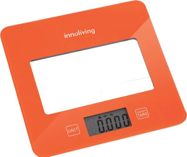 INNOLIVING Bilancia da Cucina Digitale Elettronica Portata Massima 5 Kg Display LCD in Vetro colore Arancione - INN-123O