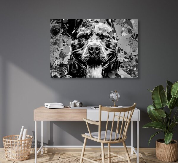 Quadro su tela – Illustrazione di cane in bianco e nero
