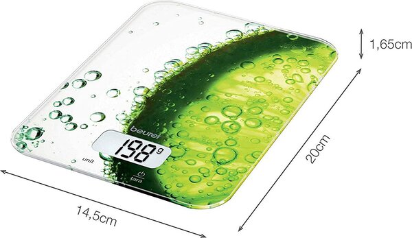 Beurer Bilancia da Cucina Digitale Elettronica Portata Massima 5 Kg in Vetro - Fresh - KS19