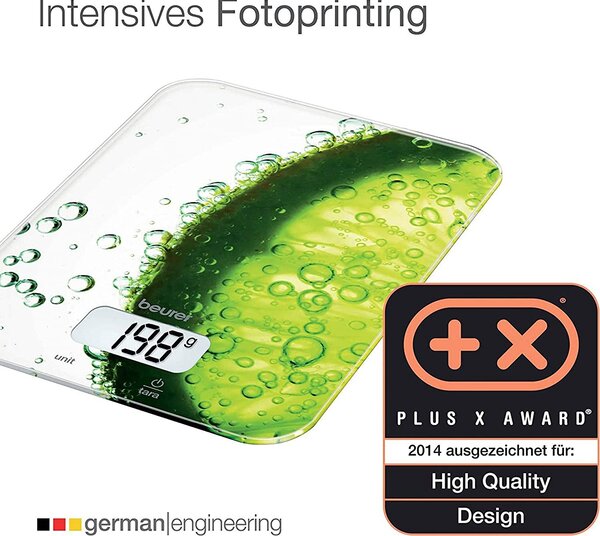 Beurer Bilancia da Cucina Digitale Elettronica Portata Massima 5 Kg in Vetro - Fresh - KS19