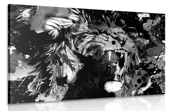 Quadro su tela – Testa di leone in bianco e nero