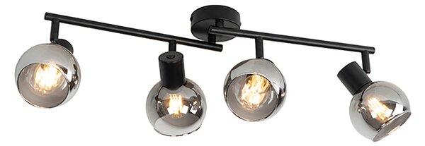 Plafoniera intelligente nera con vetro fumé incl. 4 WiFi P45 - VIDRO