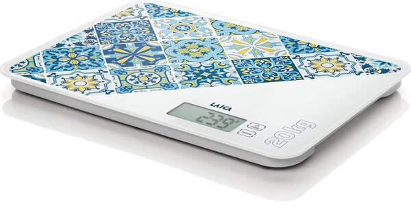 LAICA Bilancia da Cucina Digitale XL Capacit 20kg/5g Display LCD Funzione TARA e BLOCCA PESO colore Blu / Bianco - KS5021 B