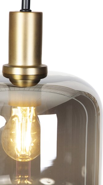 Lampada da terra intelligente nera con oro e vetro fumé incl. Wifi A60 - Zuzanna