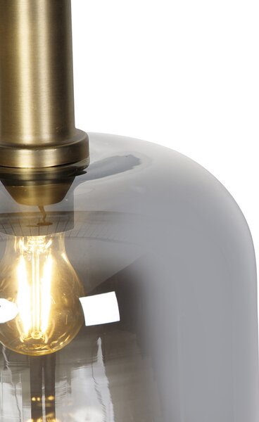 Lampada a sospensione intelligente nera con oro e vetro fumé incl. Wifi G95 - Zuzanna