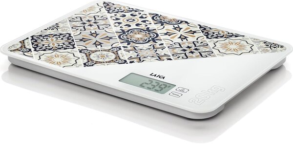 LAICA Bilancia da Cucina Digitale XL Capacit 20kg/5g Display LCD Funzione TARA e BLOCCA PESO colore Marrone / Bianco - KS5021 N