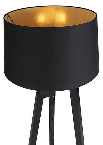 Lampada da terra intelligente con paralume nero con oro 50 cm incl. Wifi A60 - Puros