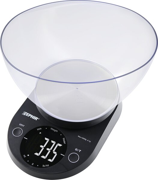 Zephir Bilancia da Cucina Elettronica con Ciotola Capacit 2,5 Litri Max 5 Kg colore Nero - ZHS511