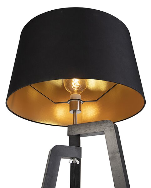 Lampada da terra intelligente con paralume nero con oro 50 cm incl. Wifi A60 - Puros
