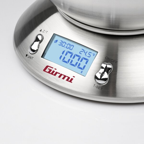 Girmi Bilancia da Cucina Elettronica Digitale Peso Max 5kg / 1g con Ciotola in Acciaio Inox - PS85