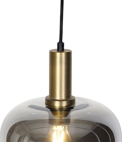 Lampada a sospensione intelligente nera con oro e vetro fumé incl. Wifi G95 - Zuzanna