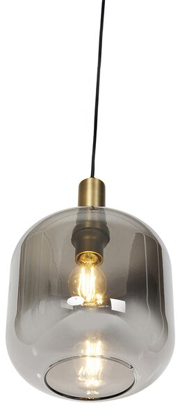 Lampada a sospensione intelligente nera con oro e vetro fumé incl. Wifi G95 - Zuzanna