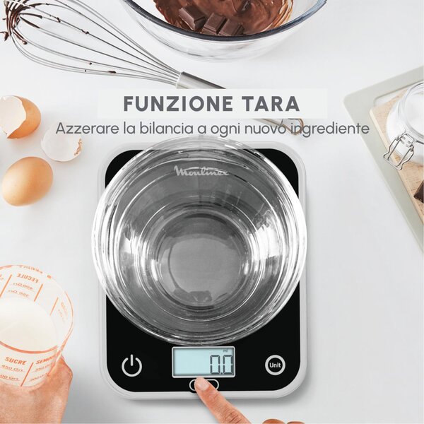 Moulinex Bilancia da Cucina Optiss Peso massimo 5 Kg Antigraffio colore Nero - BN50U5
